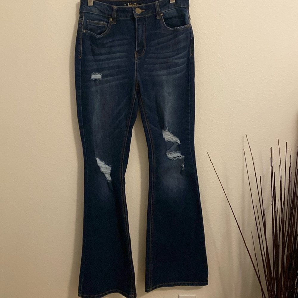 Indigo Rein Women's Distressed Blue Jeans